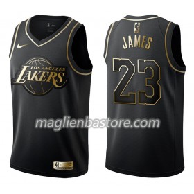 Maglia NBA Los Angeles Lakers LeBron James 23 Nike Nero Golden Edition Swingman - Uomo